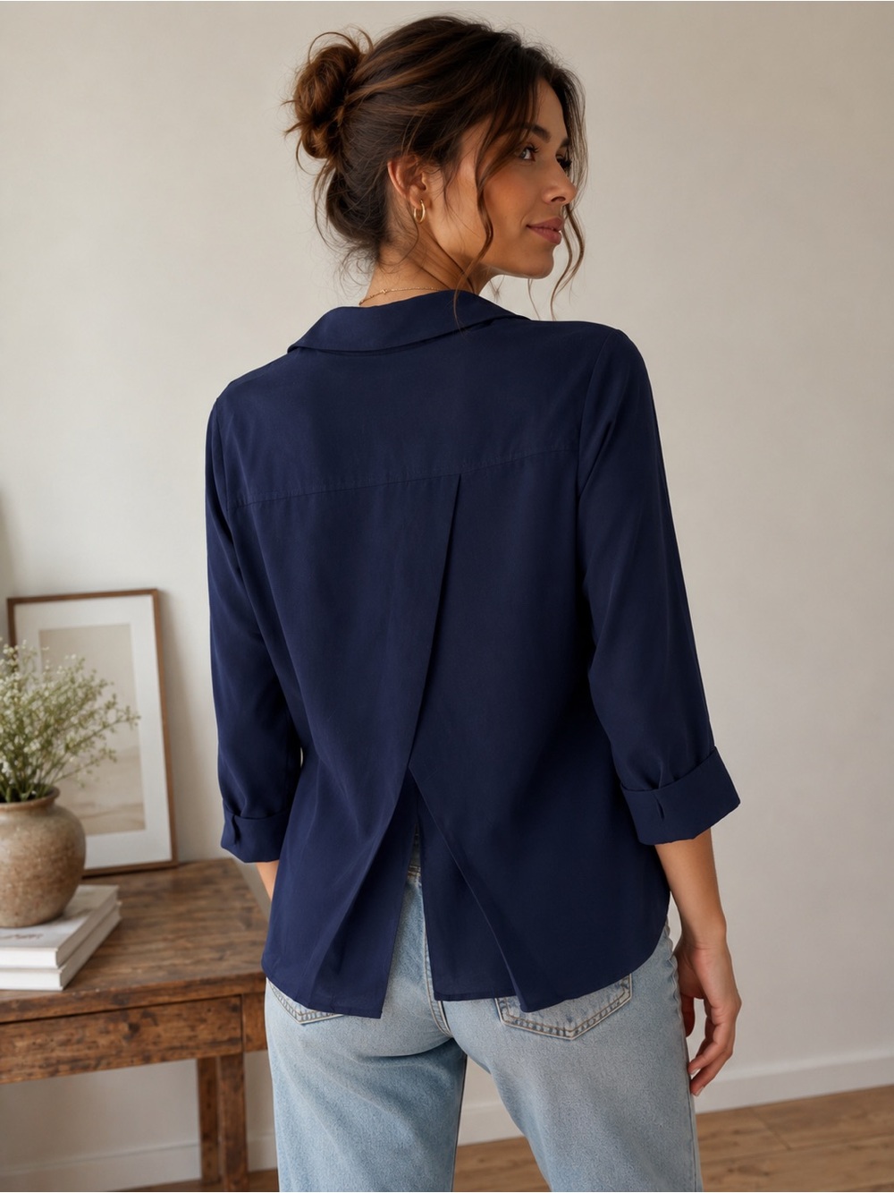 Banana Republic Women’s Classic Button-Up Shirt in Navy - Picture 2 of 10